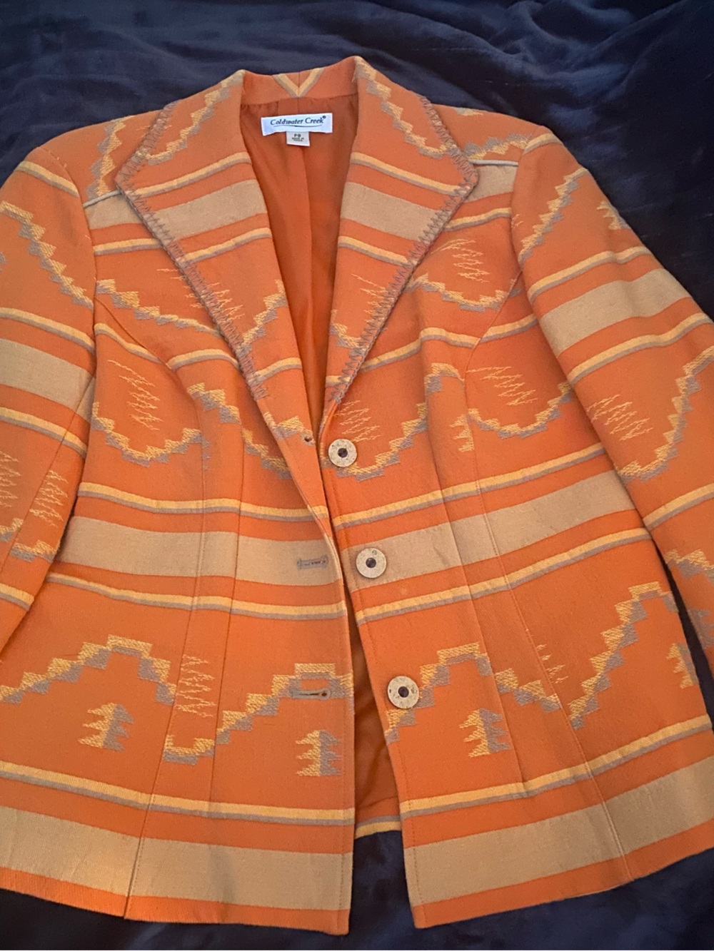 Coldwater Creek Orange and Beige Patterned Blazer
